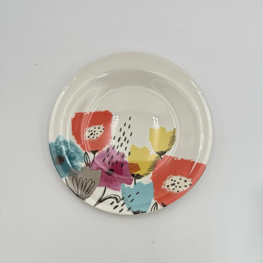 Orly Maison "Watercolor Floral" Salad Dessert Plate Colorful Flowers NWOT 7 1/8"